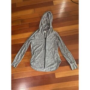 Athleta Size M Stronger Gray Zip Hoodie Jacket Training Lightweight Performance